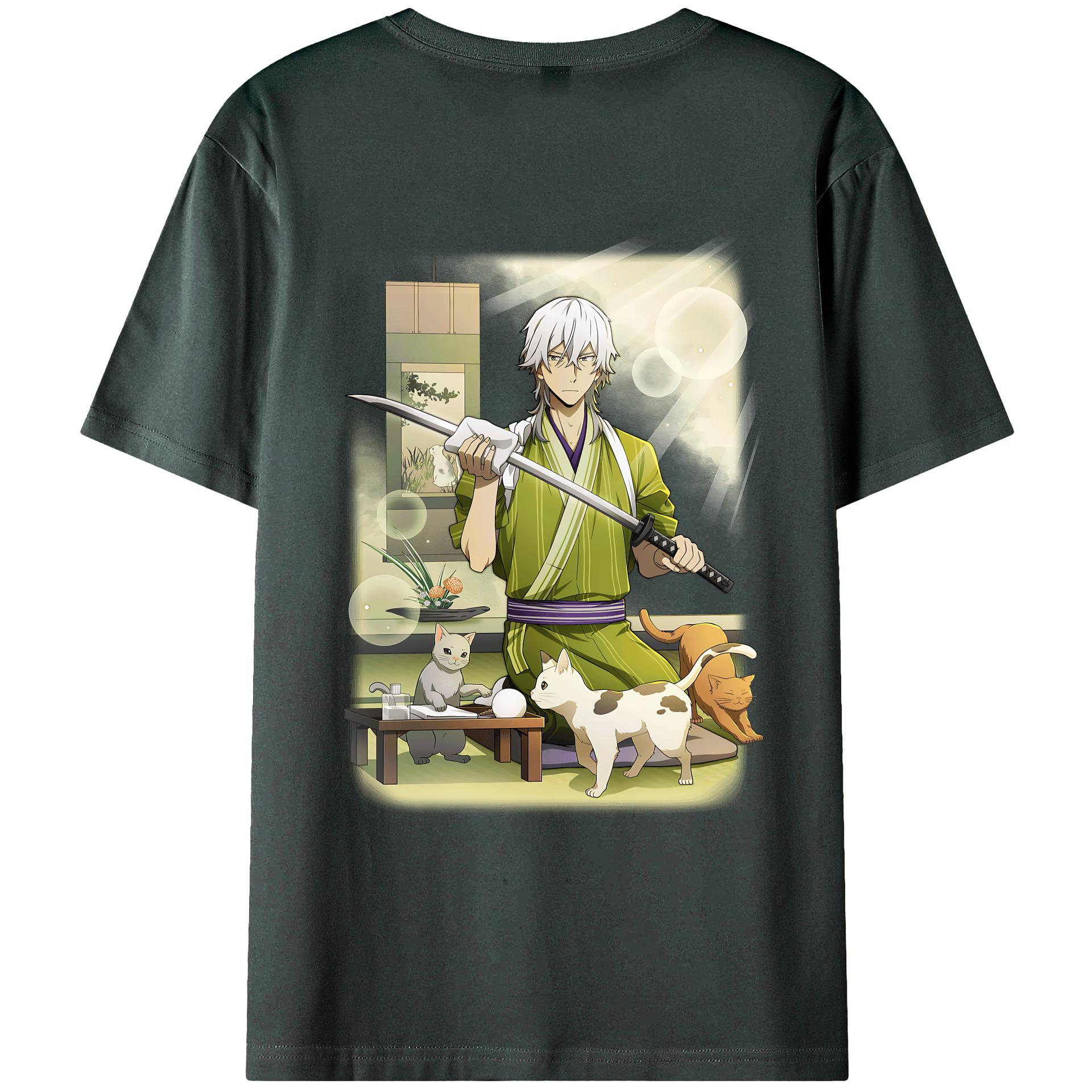 （画像用） 文豪ストレイドッグス Bungo Stray Dogs 綿100％ メンズ半袖Tシャツ（バックプリント） 通気性